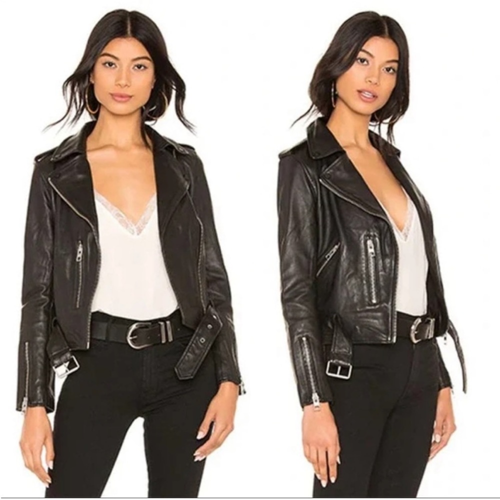 NEW Allsaints Balfern Leather Moto Biker Jacket Black